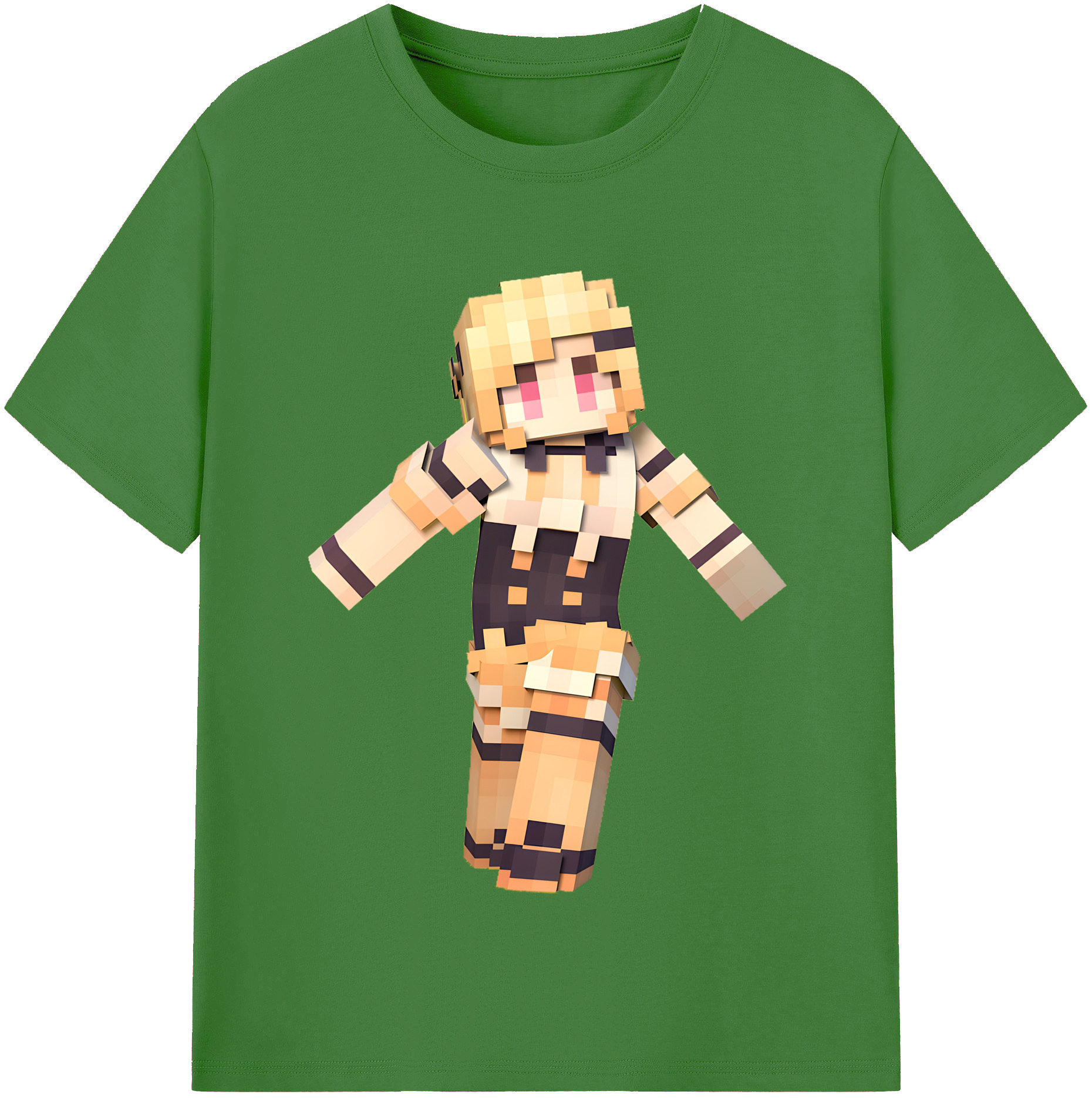 （画像用） マインクラフト ブロックの世界 Minecraft MC Block world レディースカジュアルプリントTシャツ（綿100％）